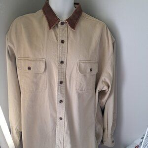 VTG A&F Abercrombie FITCH THE big shirt Cotton Tan BARN Cowboy Western Y2K XL